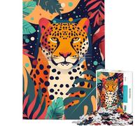 Puzzle per adulti da 1000 pezzi con ghepardo astratto piatto giocattolo avvincente per coltivare la pazienza divertente educativo regalo di compleanno (dimensioni 38x52cm)