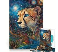 Puzzle per adulti da 1000 pezzi con ghepardo e cosmo Gioco divertente e stimolante per risolvere problemi,ideale per il tempo libero e come regalo di compleanno (38x26cm)