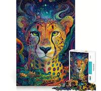 Puzzle per adulti da 1000 pezzi con ghepardo e cosmo Gioco divertente e stimolante per risolvere problemi,ideale per il tempo libero e come regalo di compleanno (38x26cm)