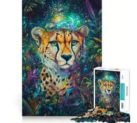 Puzzle per adulti da 1000 pezzi con ghepardo nel cosmo Gioco di precisione e stimolante per la mente,ideale per il tempo libero e come regalo di compleanno (38x52cm)