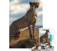 Puzzle per adulti da 1000 pezzi con ghepardo su una collina difficile e stimolante antistress decorazione per la casa adatto a partire dai 14 anni (50x75cm)