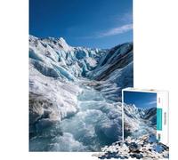 Puzzle per adulti da 1000 pezzi con ghiacciaio e ruscello sotto un cielo blu ideale per compleanni Natale decorazioni per la casa e giochi per famiglie dai 14 anni in su 38x52cm