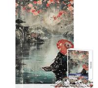 Puzzle per adulti da 1000 pezzi con giardino giapponese donna e ombrello Gioco rompicapo stimolante ed educativo ideale come regalo per tutta la famiglia (38x26cm)