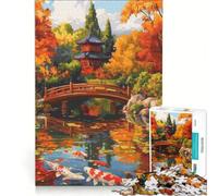 Puzzle per adulti da 1000 pezzi con giardino giapponese e carpe koi, gioco divertente, decorazione perfetta, con pezzi di forma casuale completamente ad incastro 38x52cm