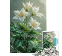 Puzzle per adulti da 1000 pezzi con gigli bianchi e gocce di rugiada Un puzzle difficile e stimolante ideale come regalo per donne Antistress adatto a partire dai 14 anni Dimensioni: 38x26cm
