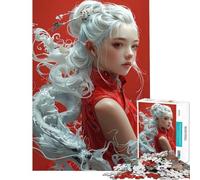 Puzzle per adulti da 1000 pezzi con giovane donna asiatica e drago giocattolo fai-da-te per adulti ideale per passare il tempo durante le vacanze o come regalo per gli appassionati di videogiochi