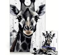 Puzzle per adulti da 1000 pezzi con giraffa dipinta ad acquerello, ideale per allenamento della concentrazione, relax e svago Bordi sottili Regalo di Natale unico (38x52cm)