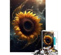 Puzzle per adulti da 1000 pezzi con girasole buco nero e spazio giocattoli educativi giochi per famiglie sfida impegnativa regali per il Secret Santa (dimensioni 75x50cm)