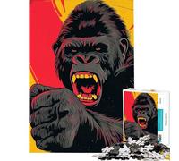 Puzzle per adulti da 1000 pezzi con gorilla arrabbiato giocattolo decorativo da parete regalo di Natale o di compleanno (38x52cm)