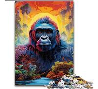 Puzzle per adulti da 1000 pezzi con gorilla colorati, attività per rafforzare i legami familiari, feste e compleanni (dimensioni: 26x38cm)