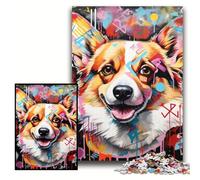 Puzzle per adulti da 1000 pezzi con graffiti di Corgi, puzzle in legno, dimensioni 50x75cm, gioco di sfida mentale per adolescenti e interazione familiare