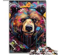 Puzzle per adulti da 1000 pezzi con graffiti di orso marrone. Puzzle da 1000 pezzi per adulti. Regalo perfetto per compleanni, feste e decorazioni per la casa (dimensioni 26x38cm).