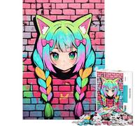 Puzzle per adulti da 1000 pezzi con graffiti Neon Nekomimi divertente attività da fare in casa decorazione per la casa gioco impossibile adatto a persone dai 14 anni in su (38x52cm)