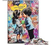Puzzle per adulti da 1000 pezzi con graffiti, ragazzo e ragazza, in cartone, 26x38cm, ideali per gli innamorati, perfetti come regalo di Natale, Capodanno e San Valentino