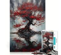 Puzzle per adulti da 1000 pezzi con grande albero rosso,disegno preciso,giocattolo stimolante per la mente,gioco rilassante,regalo di Natale (50x75cm)