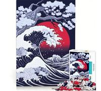 Puzzle per adulti da 1000 pezzi con grande onda e fiori di ciliegio, antistress, decorazione perfetta, regalo di compleanno 50x75cm