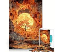 Puzzle per adulti da 1000 pezzi con grotta che si apre,luna e albero,design finemente intagliato,attività stimolante per la mente,momento di relax,decorazione natalizia (38x26cm)