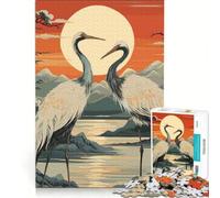 Puzzle per adulti da 1000 pezzi con gru giapponesi e tema amore, giocattolo decorativo da parete, decorazione perfetta, con poster abbinato e foglio di curiosità 38x26cm