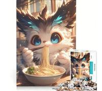 Puzzle per adulti da 1000 pezzi con gufo che mangia ramen Giochi rilassanti e divertenti da fare in casa per rafforzare l'amore tra le coppie 38x26cm
