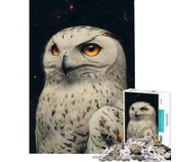 Puzzle per adulti da 1000 pezzi con gufo delle nevi e ritratto notturno sfida educativa per tutta la famiglia giocattolo decorativo da parete adatto a persone dai 14 anni in su (50x75cm)