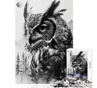 Puzzle per adulti da 1000 pezzi con gufo doppia esposizione e alberi Puzzle da 1000 pezzi per la decorazione della casa giocattolo regalo per compleanni (38x26cm)