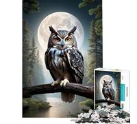 Puzzle per adulti da 1000 pezzi con gufo foresta e luna gioco per famiglie giocattolo educativo ottimo regalo per chi ama giocare e migliorare la memoria (dimensioni 38x52cm)