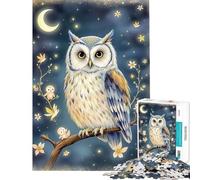 Puzzle per adulti da 1000 pezzi con gufo incantato e piccole creature luminose Gioco pratico per adulti ideale per passare il tempo durante le vacanze o come regalo di compleanno (Dimensioni 38x26cm)