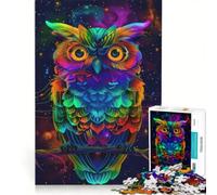 Puzzle per adulti da 1000 pezzi con gufo piume arcobaleno giochi per tutta la famiglia attività divertenti da fare a casa regalo di compleanno 50x75cm