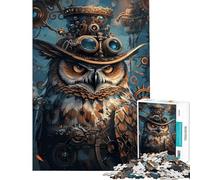 Puzzle per adulti da 1000 pezzi con gufo steampunk e animali difficile e impegnativo giocattolo da parete adatto a partire dai 14 anni (38x26cm)