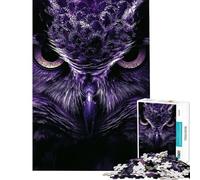 Puzzle per adulti da 1000 pezzi con gufo viola in primo piano Puzzle antistress per adulti difficile stimolante per l'allenamento cerebrale (dimensioni 38x26cm)