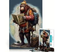Puzzle per adulti da 1000 pezzi con guida di viaggio, scimmia, gioco di precisione, giocattolo stimolante per la mente, gioco libero, regalo di compleanno (38x26cm)