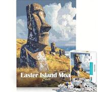 Puzzle per adulti da 1000 pezzi con i Moai dell'Isola di Pasqua, gioco pratico, ideale per passare il tempo durante le vacanze, con poster e foglio di curiosità abbinati 50x75cm