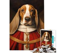Puzzle per adulti da 1000 pezzi con il Basset Hound e il Papa gioco rompicapo giocattolo intellettuale regalo di compleanno difficile (dimensioni 38x52cm)