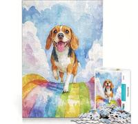Puzzle per adulti da 1000 pezzi con il Beagle e il Ponte Arcobaleno, gioco rilassante, sfida impegnativa, per rafforzare l'amore tra le coppie 38x26cm
