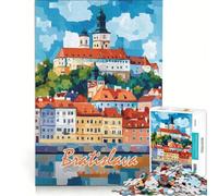 Puzzle per adulti da 1000 pezzi con il castello di Bratislava e il paesaggio urbano, gioco pratico, attività divertente da fare a casa, per rafforzare l'amore tra le coppie 38x52cm