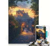 Puzzle per adulti da 1000 pezzi con il Castello di Edimburgo al tramonto, gioco divertente, decorazione perfetta, con pezzi di forma casuale completamente ad incastro 38x52cm