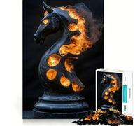 Puzzle per adulti da 1000 pezzi con il Cavaliere Ardente e i pezzi degli scacchi Giunzioni lisce Divertente gioco di concentrazione mentale Gioco casual per il tempo libero Regalo di compleanno