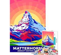 Puzzle per adulti da 1000 pezzi con il Cervino e Zermatt Svizzera Divertimento artistico colorato da fare a casa gioco rompicapo stimolante adatto a persone dai 14 anni in su 38x52cm