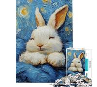 Puzzle per adulti da 1000 pezzi con il coniglietto addormentato in stile Van Gogh Puzzle fai-da-te per adulti un'opera d'arte compleanno e Natale (dimensioni 50x75cm)