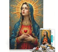 Puzzle per adulti da 1000 pezzi con il Cuore di Maria gioco interattivo attività per famiglie lista dei desideri con Babbo Natale 38x26cm