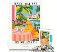 Puzzle per adulti da 1000 pezzi con il dipinto "Caffè con i cani" di Henri Matisse un gioco pratico divertente e spiritoso perfetto come idea regalo con Babbo Natale 38x52cm