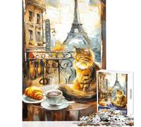 Puzzle per adulti da 1000 pezzi con il dipinto del Gatto a Parigi gioco per famiglie decorazione per la casa giocattolo fai da te per rafforzare l'amore tra le coppie (38x52cm)