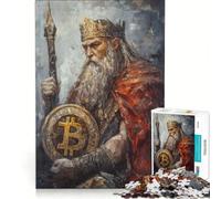 Puzzle per adulti da 1000 pezzi con il dipinto del Re Bitcoin, gioco divertente, antistress, con pezzi di forma casuale completamente ad incastro 38x52cm
