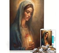 Puzzle per adulti da 1000 pezzi con il dipinto della Vergine Maria gioco rompicapo sfida impegnativa regalo per amici e familiari 38x52cm