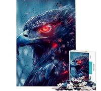 Puzzle per adulti da 1000 pezzi con il falco dagli occhi rossi gioco rompicapo giocattolo avvincente per coltivare la pazienza idea regalo decorazione perfetta (dimensioni 75x50cm)