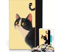 Puzzle per adulti da 1000 pezzi con il gatto curioso e la sua coda, gioco per tutta la famiglia, divertente antistress, sfida unica 50x75cm