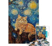 Puzzle per adulti da 1000 pezzi con il gatto di Van Gogh ideale per adolescenti perfetto per passare il tempo durante le vacanze come regalo di compleanno o di Natale 50x75cm