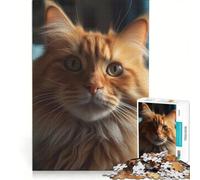 Puzzle per adulti da 1000 pezzi con il gatto rosso curioso, antistress, per analisi e logica, collezione d'artista, belle arti 50x75cm