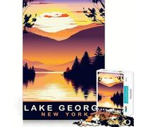 Puzzle per adulti da 1000 pezzi con il lago George,New York,ideale per decorazioni,giochi di logica e abilità,divertimento e svago,regalo di compleanno (38x52cm)