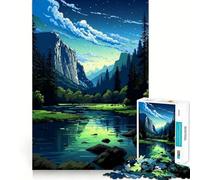 Puzzle per adulti da 1000 pezzi con il lago Yosemite, pixel art, taglio preciso, gioco cognitivo, giocattolo per il relax, decorazione natalizia da parete (38x26cm)
